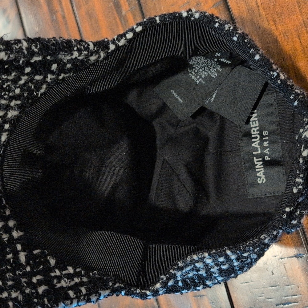 Saint Laurent SL Tweed Embroidered Baseball Hat Wool Alpaca 56 *Authenticated* - Picture 8 of 13